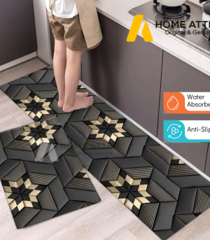 Water Absorbent Anti Slip Floor Mat and Runner Set of 2 - HABSV